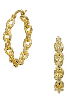 Savvy Cie Jewels | Mariner 18K Gold Plated Sterling Silver Chain Hoop Earrings商品图片,2.9折