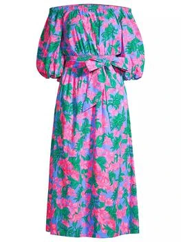 推荐Shawlee Belted Floral Cotton Midi-Dress商品