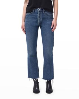 推荐Mid-Rise Cropped Bootcut Jeans with Raw Hem商品
