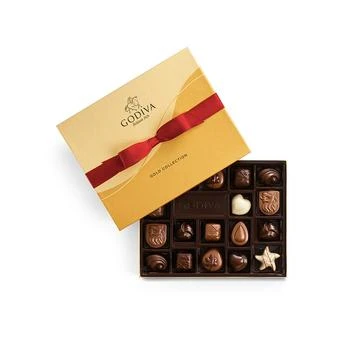 Assorted Chocolate Gold Gift Box, Red Ribbon, 18 Piece