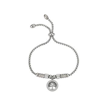 商品Silver Plated Crystal Family Tree Adjustable Bolo Bracelet图片
