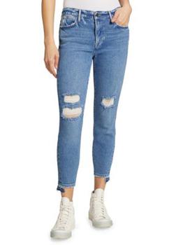 推荐Le High Release Stagger-Hem Skinny Crop Jeans商品