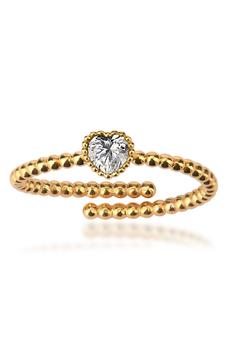 Gabi Rielle好不好, Gabi Rielle | 14K Gold Plated Sterling Silver CZ Heart Caviar Adjustable Ring商品图片 4.8折
