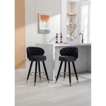 Simplie Fun | Counter Height Bar Stools Set of 2 for Kitchen Counter Solid Wood Legs,商家Premium Outlets,价格¥2060