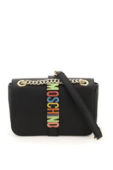 推荐Moschino leather bag with multicolour logo商品