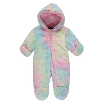 商品S Rothschild & CO | Baby Girls Front Zip Tye Die Faux Fur Hooded Snowsuit Pram,商家Macy's,价格¥155图片