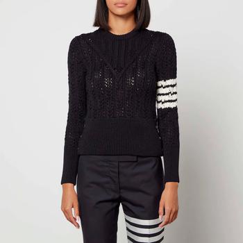 推荐Thom Browne Women's Pullover With 4 Bar In Irish Pointelle Cable商品