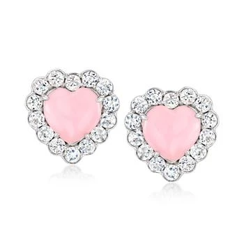 Ross-Simons | Ross-Simons Pink Opal and White Topaz Heart Earrings in Sterling Silver,商家Premium Outlets,价格¥1598