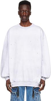 we11done卫衣推荐, We11done | White Cotton Sweatshirt商品图片 3折