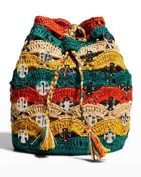 推荐Multicolor Disc Raffia Chain Bucket Bag商品