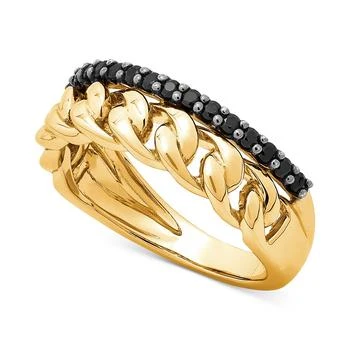 Macy's | Onyx Chain Link Statement Ring in Sterling Silver or 14K Yellow Gold Over Silver,商家Macy's,价格¥2075