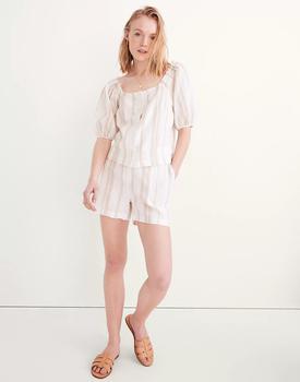 Madewell | Linen-Blend Square-Neck Button-Front Top: Undyed Edition商品图片,4.8折, 满$100享7.5折, 满折