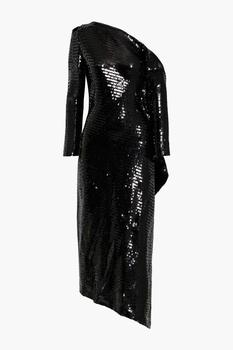 ROLAND MOURET, ROLAND MOURET | Castro one-shoulder asymmetric sequined mesh midi dress商品图片 4折