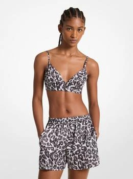 Michael Kors | Leopard Logo Print Satin Bra Top,商家Michael Kors,价格¥155