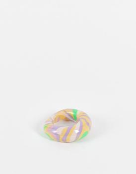 推荐ASOS DESIGN rubber ring in dome shape in multicoloured marble商品