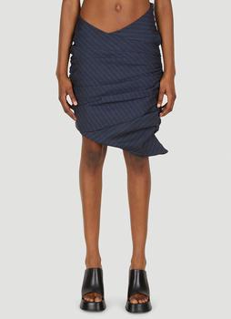 推荐Ruched Pinstripe Skirt in Blue商品