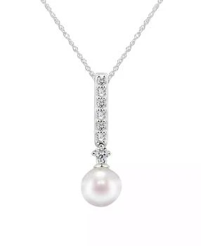 Honora | Cultured Freshwater Pearl 7-7.5mm and Diamond 1/5 ct. tw. Pendant 18" Necklace in 14k White Gold (Also Available in 14k Yellow or 14k Rose Gold),商家Macy's,价格¥2466