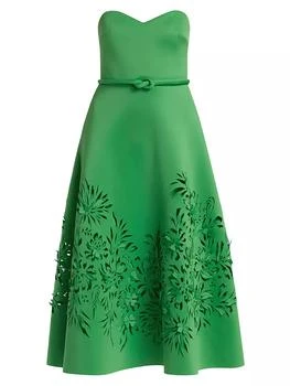 Badgley Mischka | Laser-Cut Scuba Strapless Cocktail Dress 