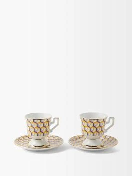LA DOUBLE J | Set of two Cubi-print porcelain espresso cups,商家MATCHES,价格¥825