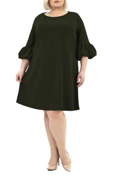 Nina Leonard | Solid 3/4 Bell Sleeve Shift Dress商品图片,5.1折