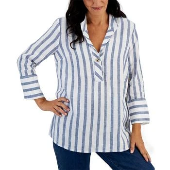 Charter Club | Petite 3/4-Sleeve Linen Popover Top, Created for Macy's 