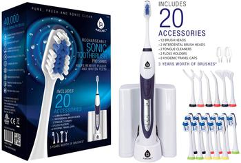 商品PURSONIC | Ultra High Powered Sonic Electric Toothbrush with Dock Charger, 12 Brush Heads & More! (Value Pack)WHITE,商家Premium Outlets,价格¥286图片