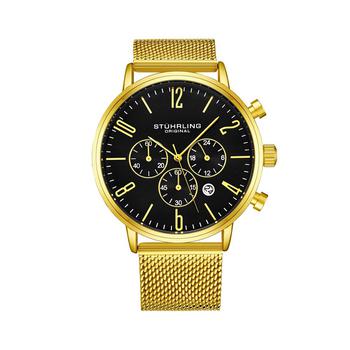 Stuhrling | Men's Gold Tone Mesh Stainless Steel Bracelet Watch 48mm商品图片,