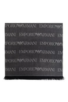 Emporio Armani | Emporio Armani Logo-Embroidered Fringed Scarf 7.6折, 独家减免邮费