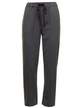 SEMICOUTURE | Semicouture Womans Grey Light Wool Blend Trousers With Bow商品图片,8折