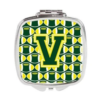 Carolines Treasures CJ1075-VSCM Letter V Football Green & Yellow Compact Mirror