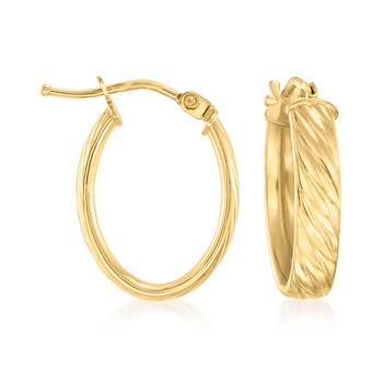 商品Ross-Simons | Ross-Simons Italian 18kt Yellow Gold Twisted Oval Hoop Earrings,商家Premium Outlets,价格¥1368图片