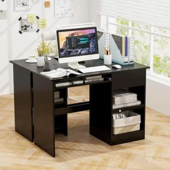 Hivvago | Wooden Computer Desk with CPU Stand-Black,商家Premium Outlets,价格¥994