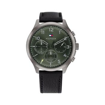 tommy hilfiger手表是什么牌子, Tommy Hilfiger | Men's Black Leather Strap Watch 44mm商品图片 6折