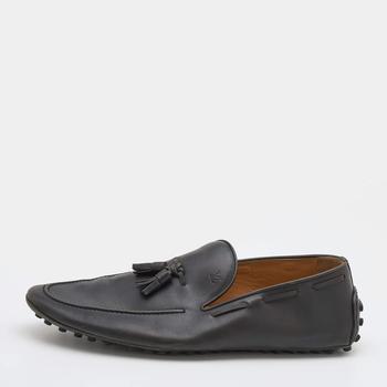 lv男鞋, Louis Vuitton | Louis Vuitton Dark Grey Leather Tassel Bow Slip On Loafers Size 44.5商品图片 