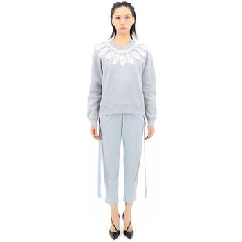 Burberry | Burberry Ladies Grey Melange Lace Applique Sweatshirt, Size Medium商品图片,1.4折