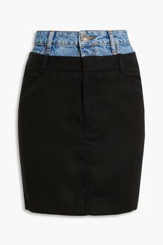 商品Sandro | Twill-paneled denim mini skirt,商家THE OUTNET US,价格¥566图片