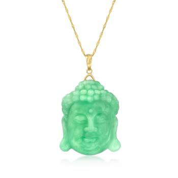 商品Ross-Simons Jade Buddha Pendant Necklace in 14kt Yellow Gold,商家Premium Outlets,价格¥2188图片