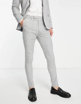 ASOS | ASOS DESIGN super skinny suit trousers in grey crosshatch 5折, 满$26享5折, 满折