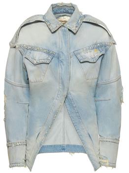 商品The Attico | Ripped Cotton Denim Jacket W/ Pockets,商家LUISAVIAROMA,价格¥11957图片