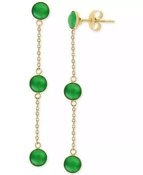 Effy | EFFY® Dyed Jade Bezel-Set Linear Chain Drop Earrings in 14k Gold,商家Macy's,价格¥2312