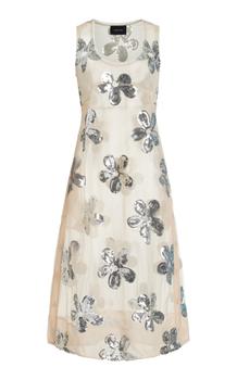 Simone Rocha | Simone Rocha - Women's Floral-Sequined Chiffon Midi Slip Dress - Neutral - UK 6 - Moda Operandi商品图片,
