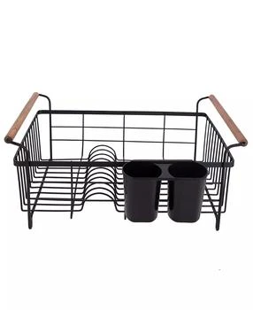 Kitchen Details | Acacia Wood Drying Rack with Draining Tray in Black,商家Macy's,价格¥269