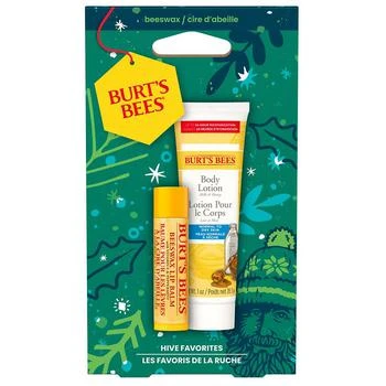 Burt's Bees | Hive Favorites Beeswax Holiday Gift Set, Beeswax Lip Balm and Body Lotion 第2件5折, 满免