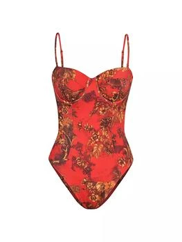 L'Agence | Red Jungle Amie Floral Shaping One-Piece Swimsuit,商家Saks Fifth Avenue,价格¥1988