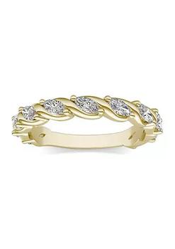 Charles & Colvard, Charles & Colvard | 3/4 ct. t.w. Lab Created Marquise Moissanite Swirled Band in 14k Yellow Gold商品图片 