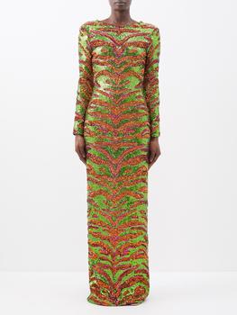 商品Halpern | Tiger-print backless sequinned gown,商家MATCHES,价格¥7000图片
