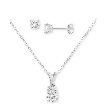 Giani Bernini | 2-Pc. Set Cubic Zirconia Pendant Necklace & Stud Earrings in Sterling Silver, Created for Macy's,商家Macy's,价格¥258