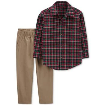 Carter's | Baby Boys Cotton Plaid Button-Front Shirt and Pants, 2 Piece Set 3.4折