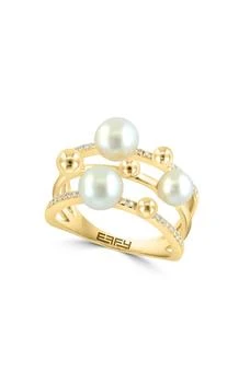 Effy | 14K Gold Diamond & Freshwater Pearl Ring - 0.08ct.,商家Nordstrom Rack,价格¥6559