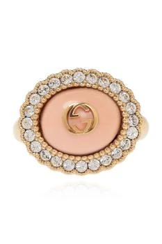 Gucci | Gucci Crystal-Embellished Plate Pendant Ring 7.6折